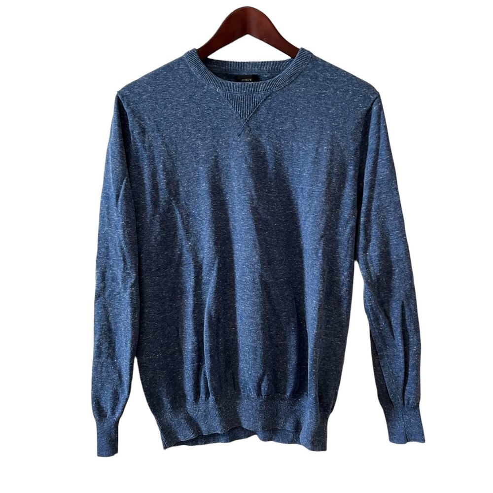 J Crew Lightweight Heathered Blue Cotton Crewneck Sweater M